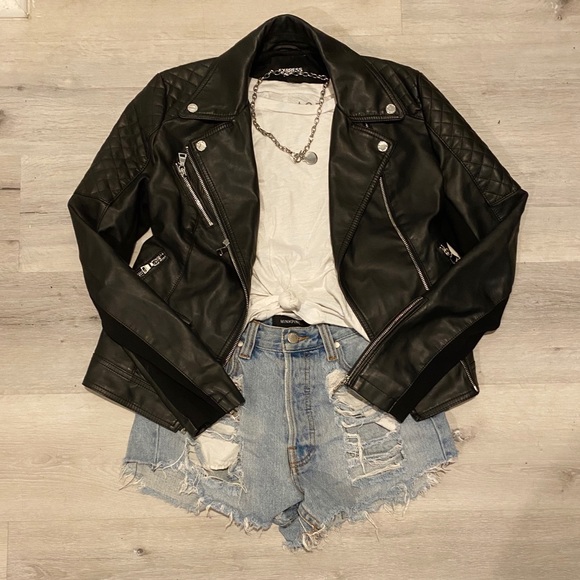 Express Leather Jacket- NEVER WORN - Picture 1 of 1